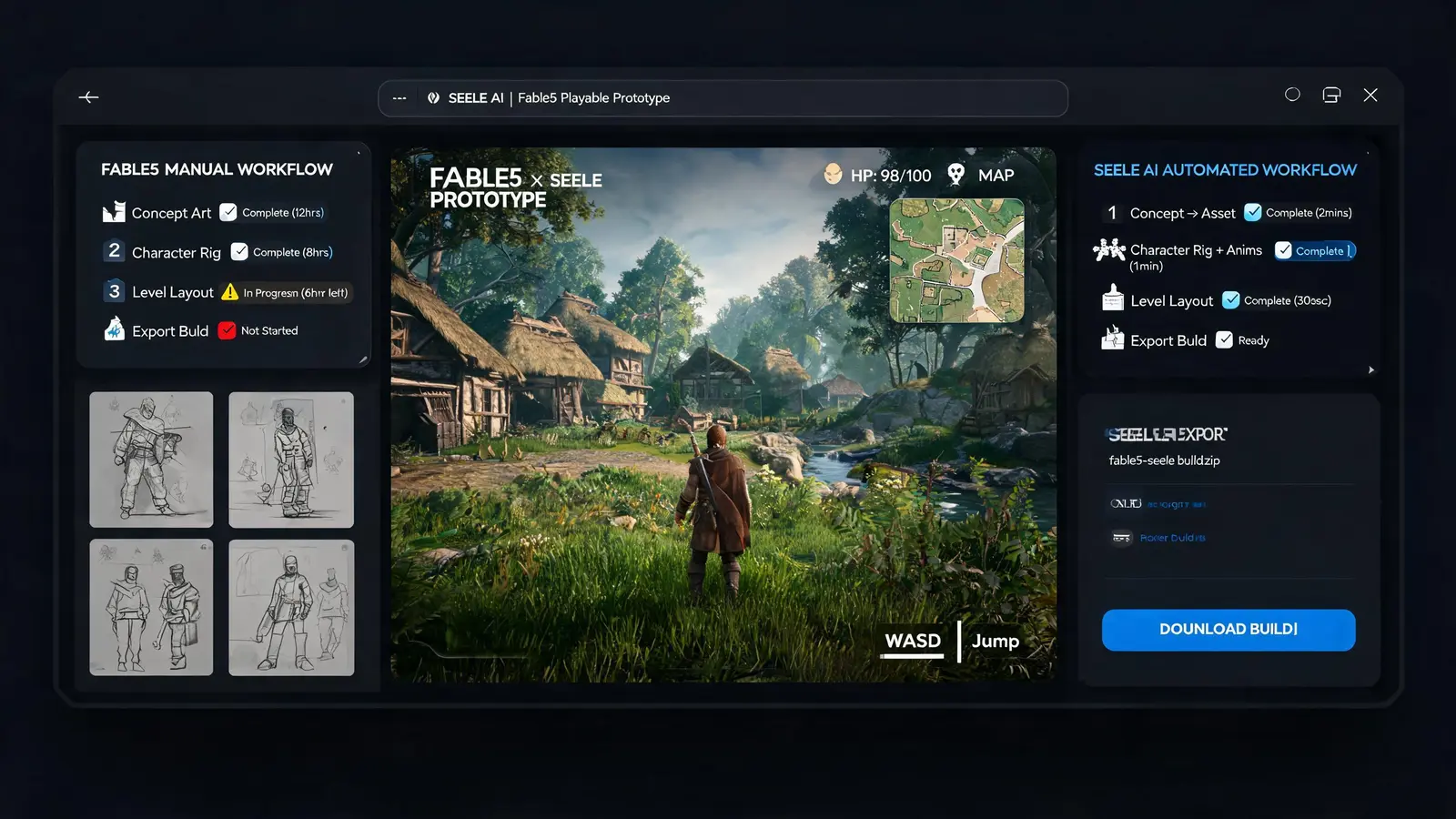 Generated preview image for Fable5 vs SEELE AI showing a concrete playable game workflow and reviewable output.