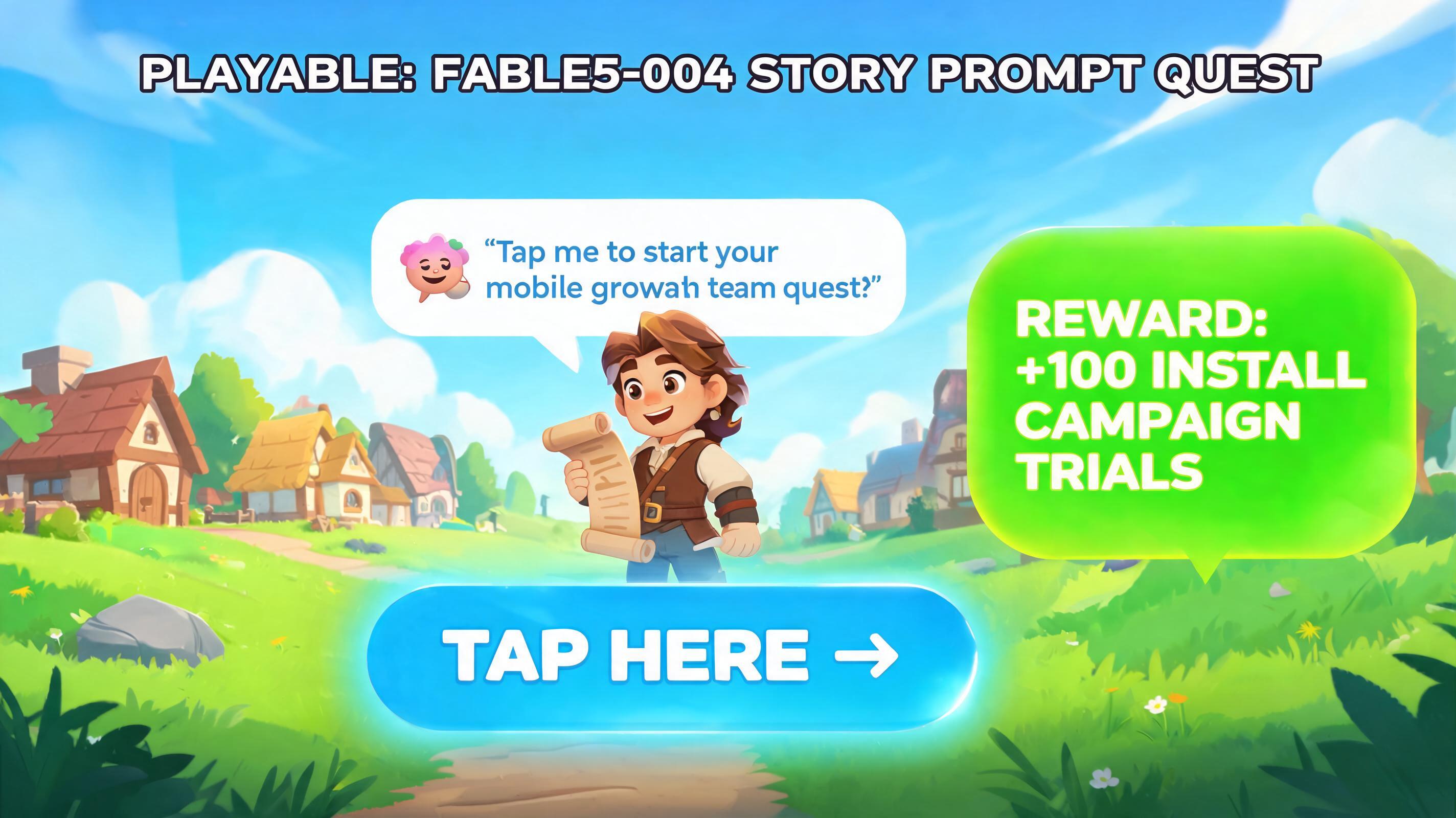 Fable5 Alternative hero plan fable5-004: dialogue-to-reward micro quest for mobile growth teams with visible first action and browser-playable outcome.