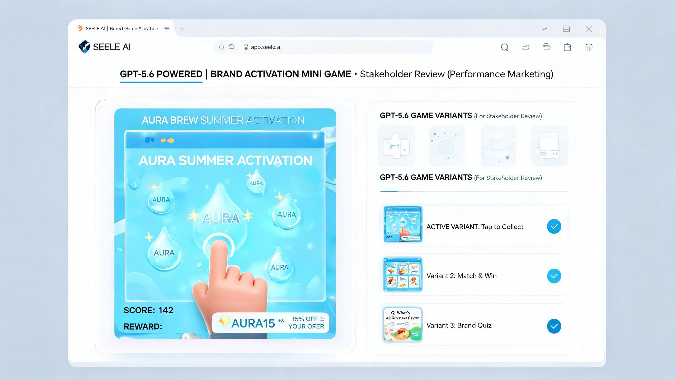 Generated playable preview for gpt56-brand-activation-mini-game-performance-marketers: brand activation game with event reward moment, share card, and stakeholder handoff evidence.