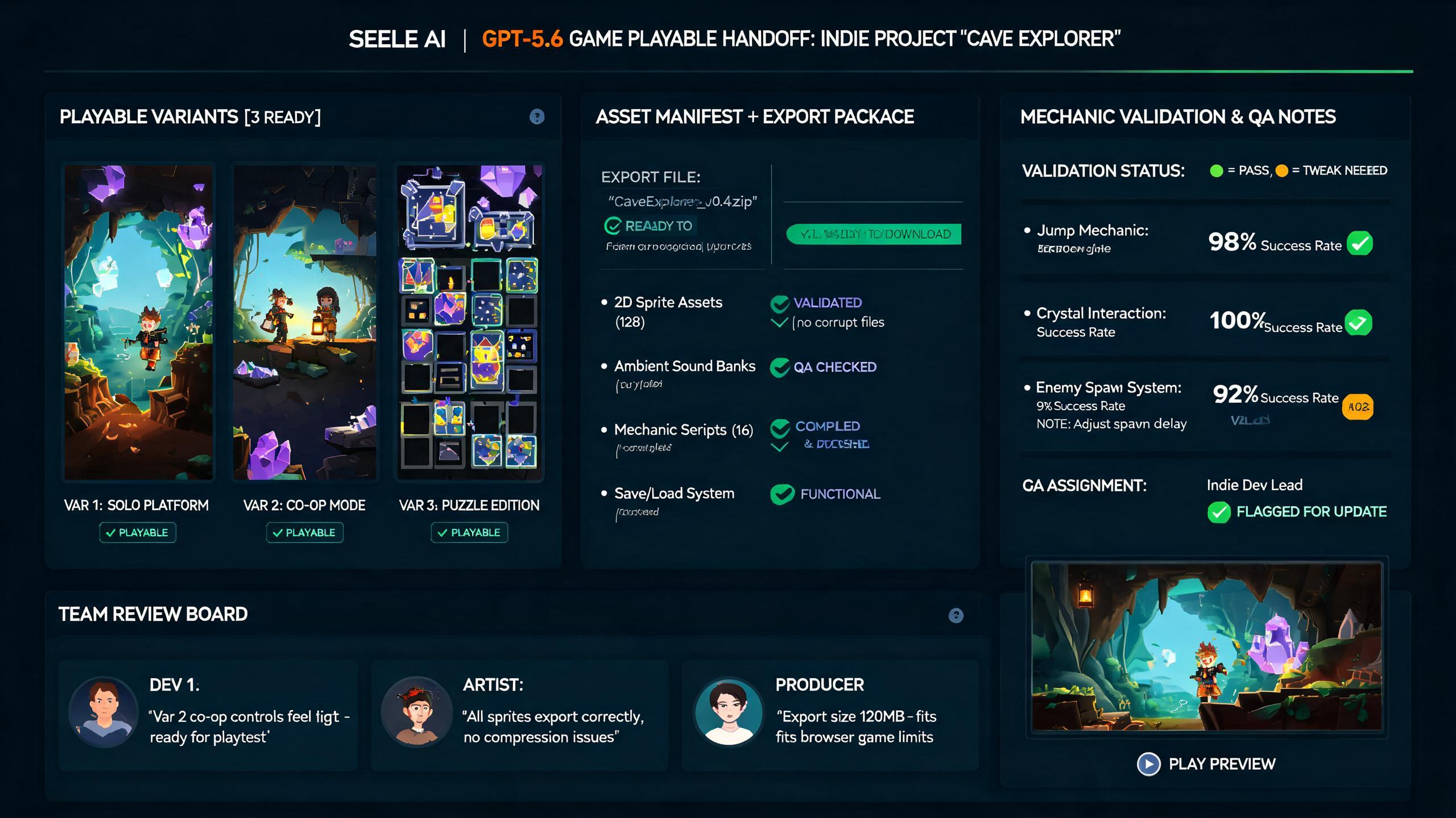 Generated evidence preview for gpt56-browser-game-concept-indie-creators: browser concept review package and review handoff for indie creators.