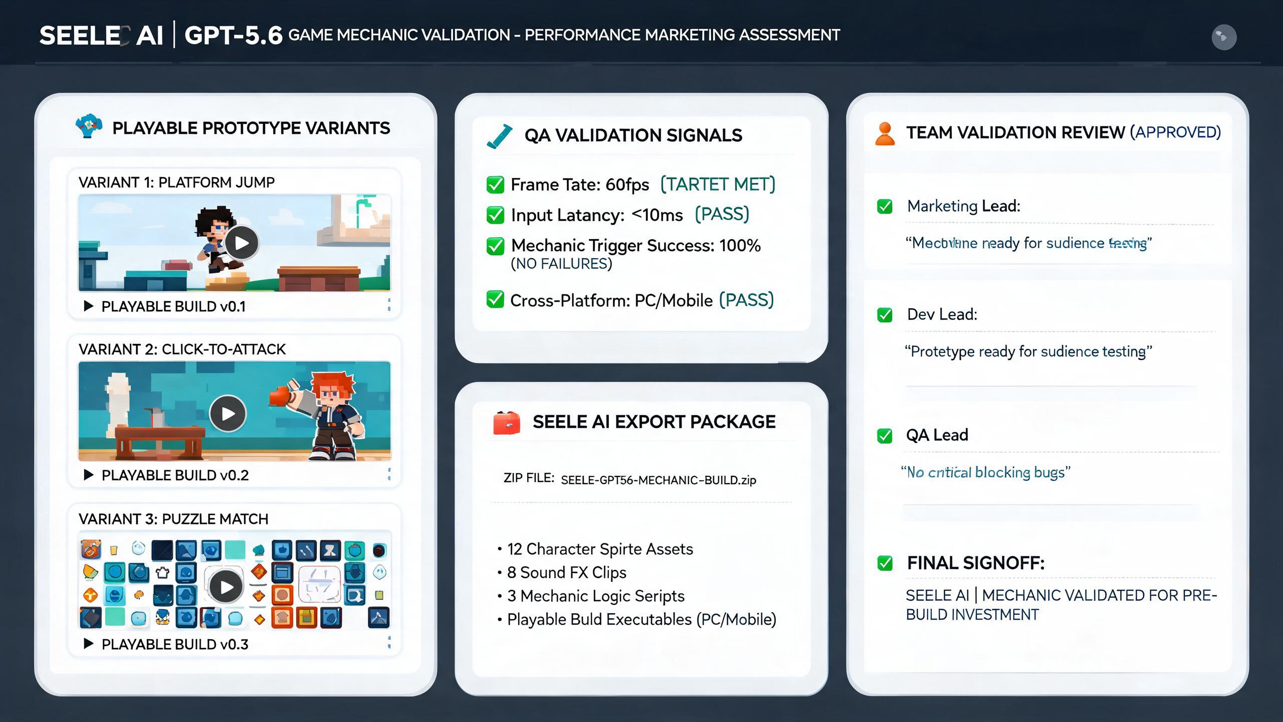 Generated evidence preview for gpt56-game-mechanic-validation-performance-marketers: mechanic proof packet and review handoff for performance marketers.