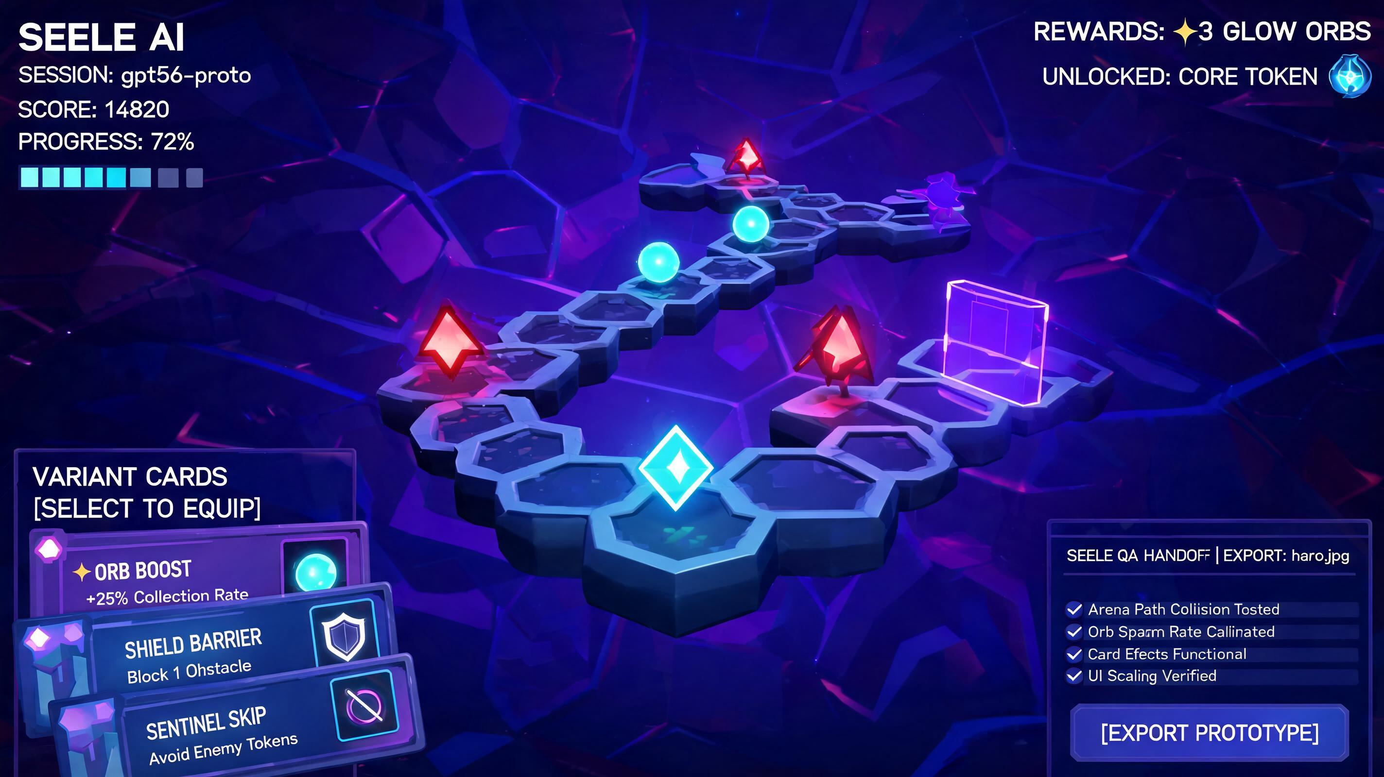 Generated playable preview for gpt56-playable-ad-prototype-indie-creators: mobile playable ad scene with a visible first action, reward feedback, and install/end-card evidence.