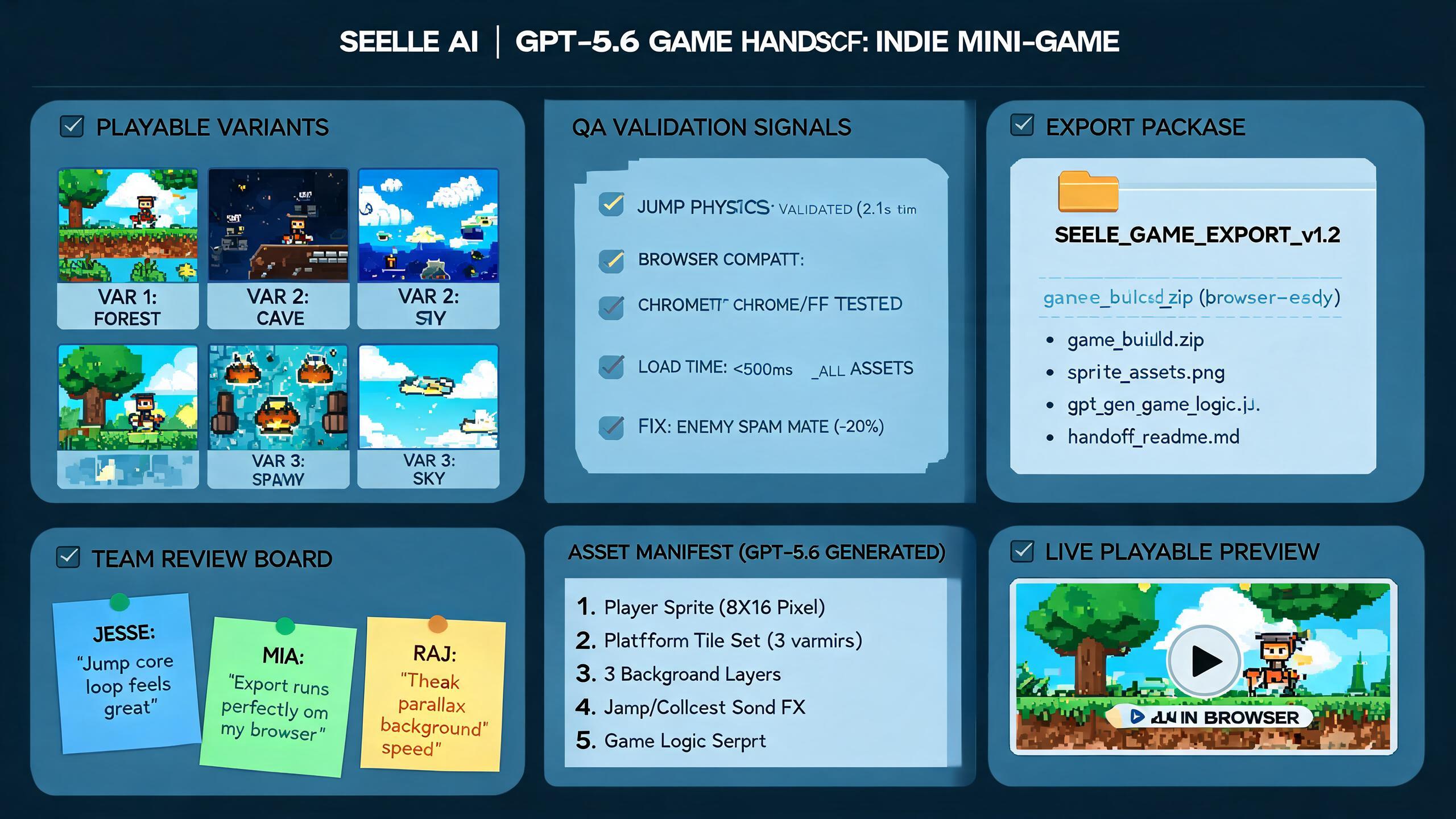 Generated evidence preview for gpt56-prompt-to-playable-mini-game-indie-creators: prompt-to-loop package and review handoff for indie creators.