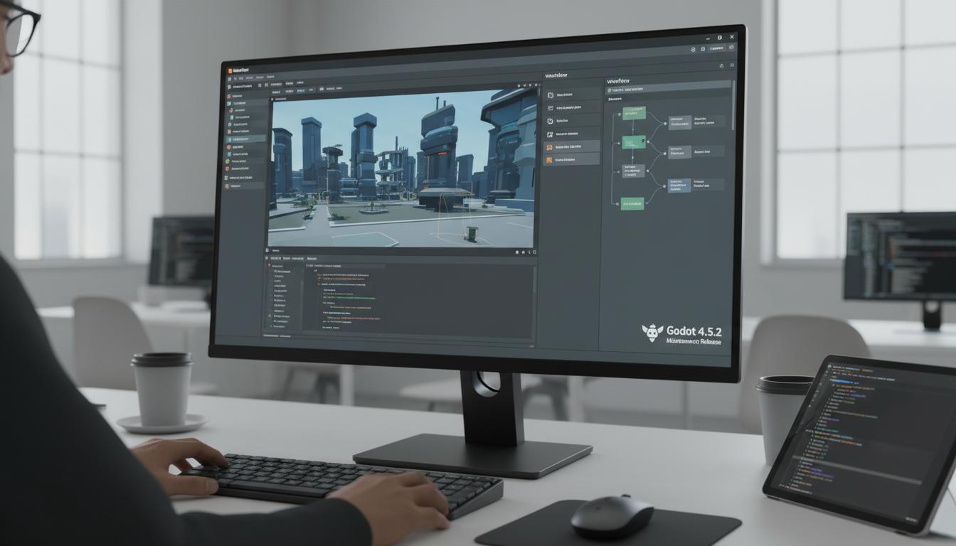 Editorial illustration for Maintenance release: Godot 4.5.2