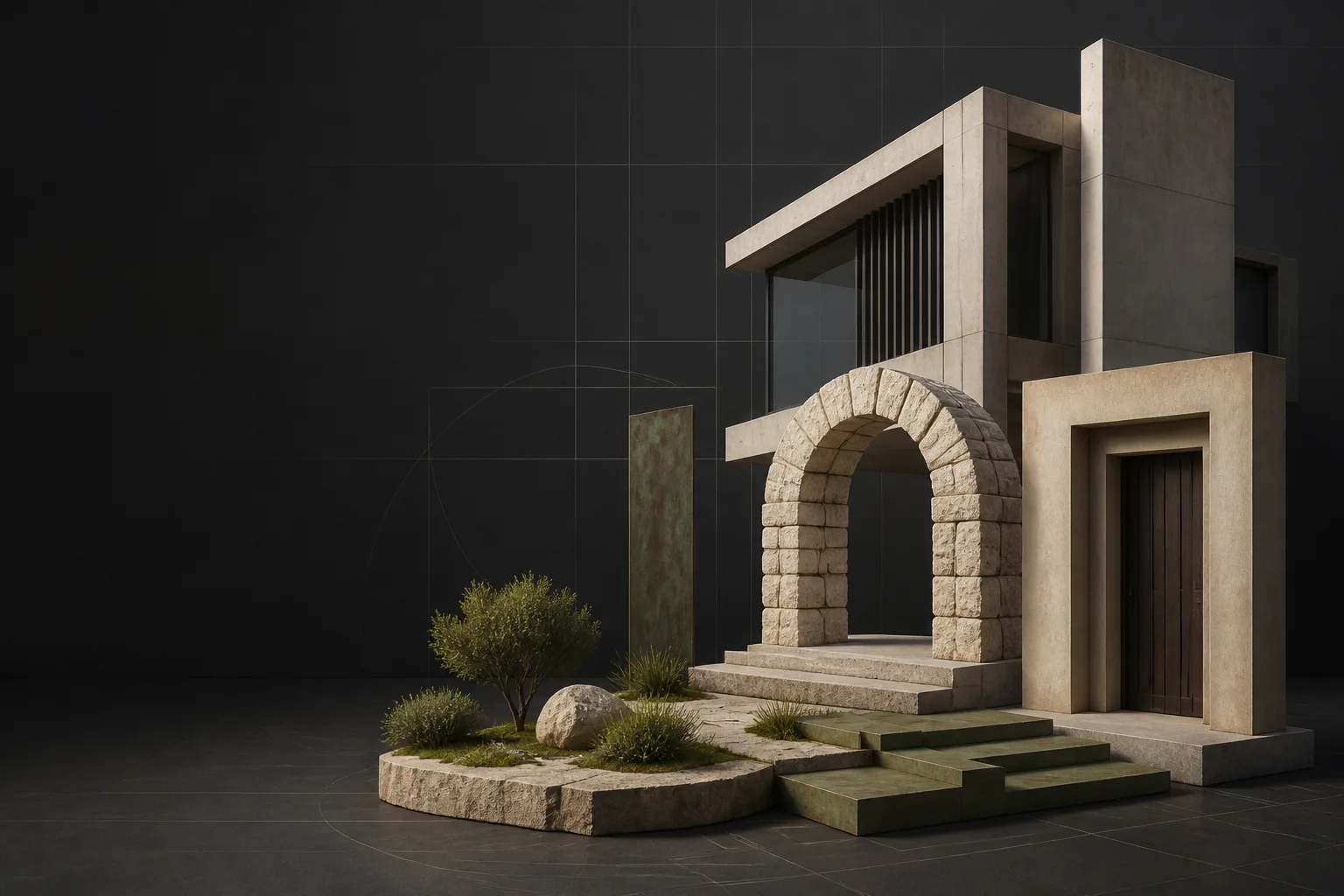 Editorial 3D still life of architecture and environment assets