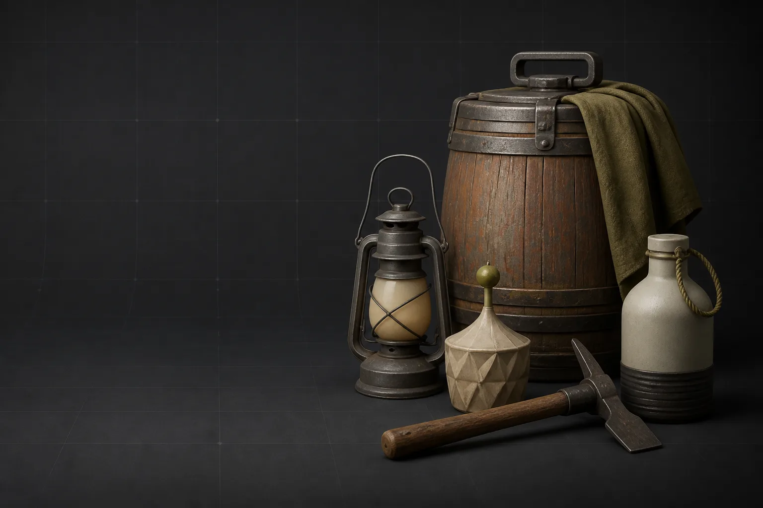 Editorial 3D still life of general-purpose prop assets
