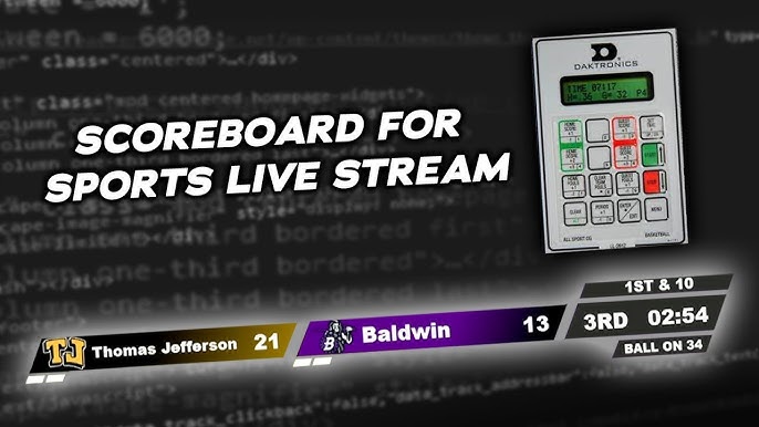 Sports broadcast scorebug with team scores and game time