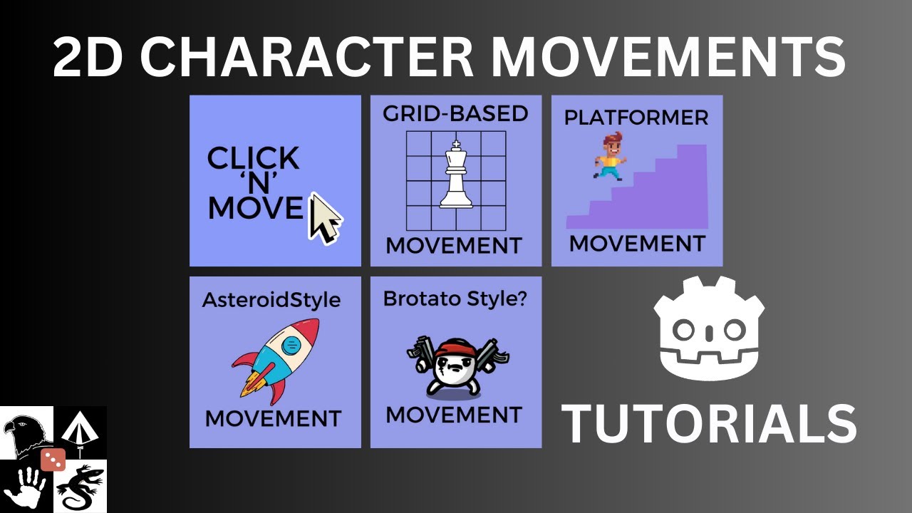2D character movement mechanics diagram showing different control schemes