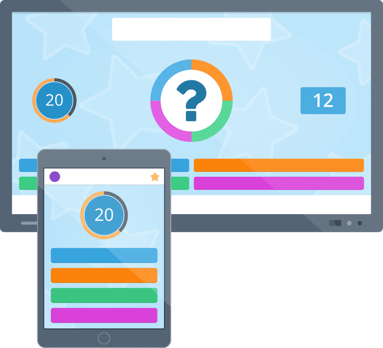 Classroom quiz game displayed on multiple devices