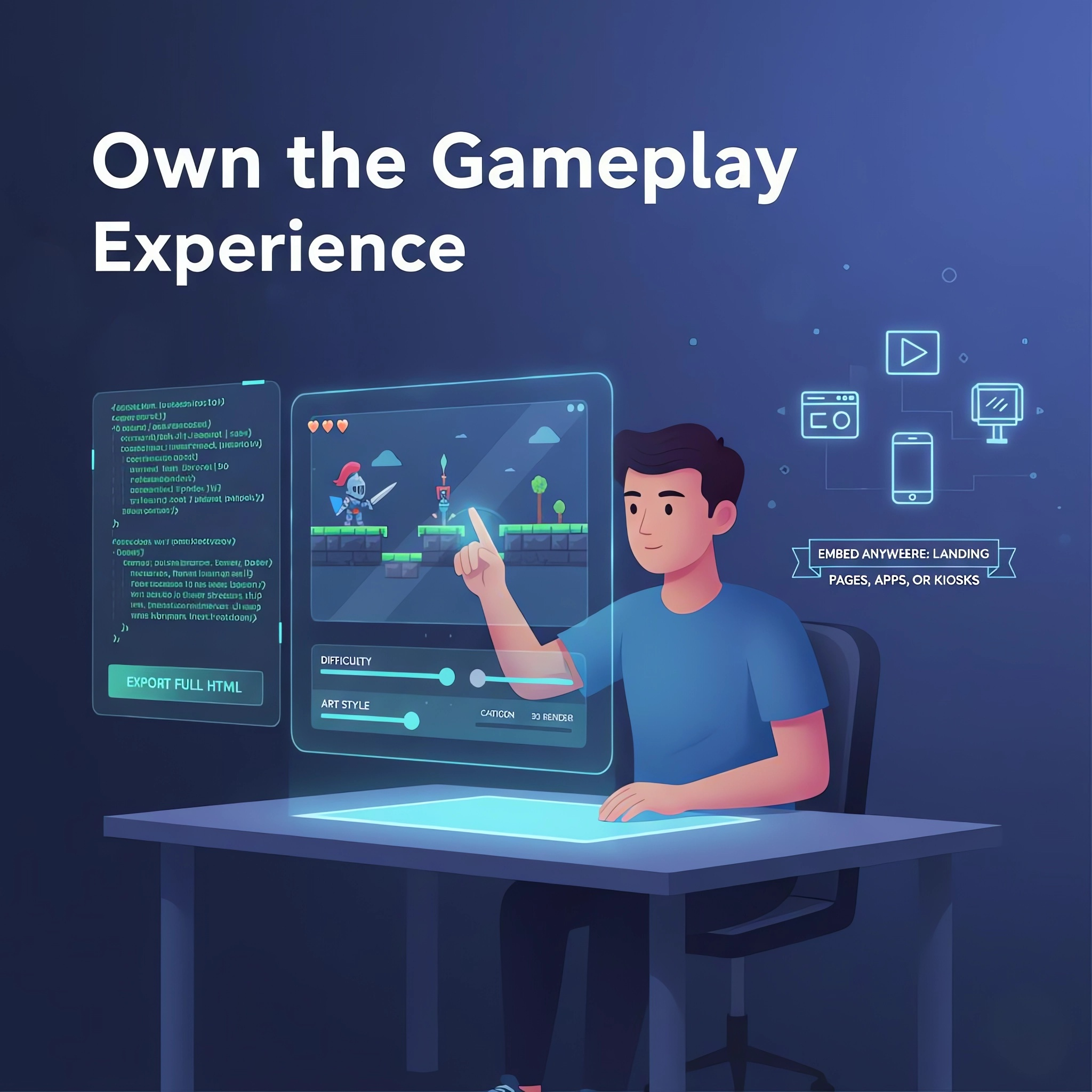 AI game creator interface showing prompt input