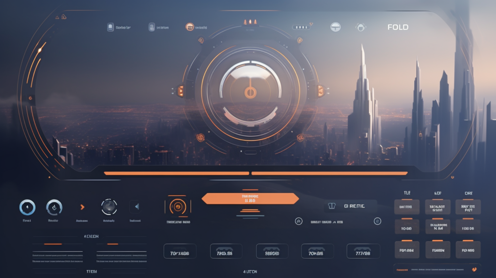 AI game creation interface showing futuristic controls