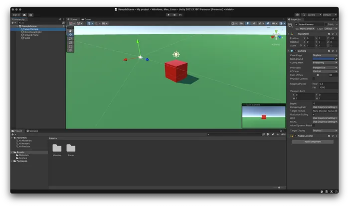 Unity game engine interface showing hierarchy, scene view, and inspector panels for game development