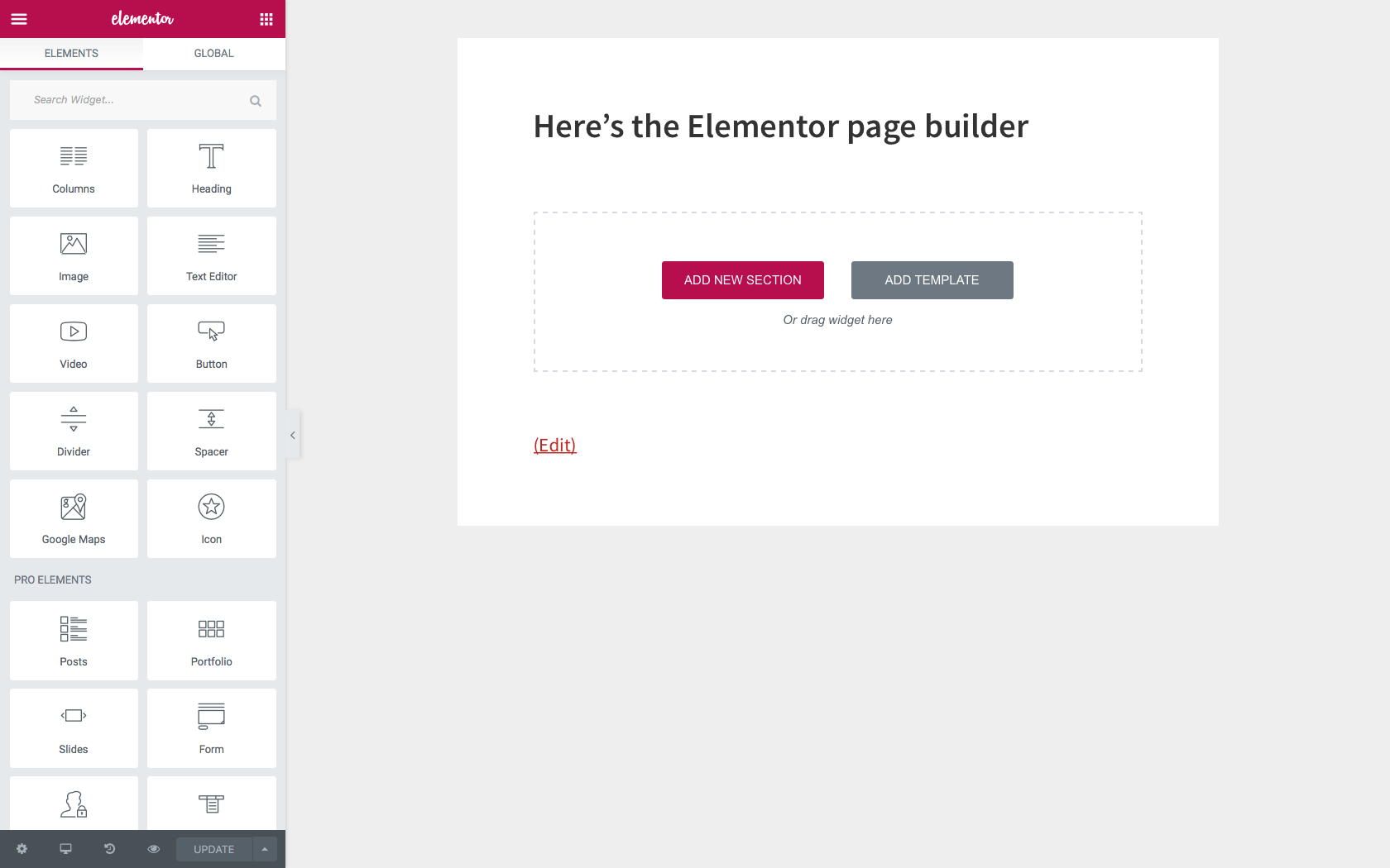 website builder interface