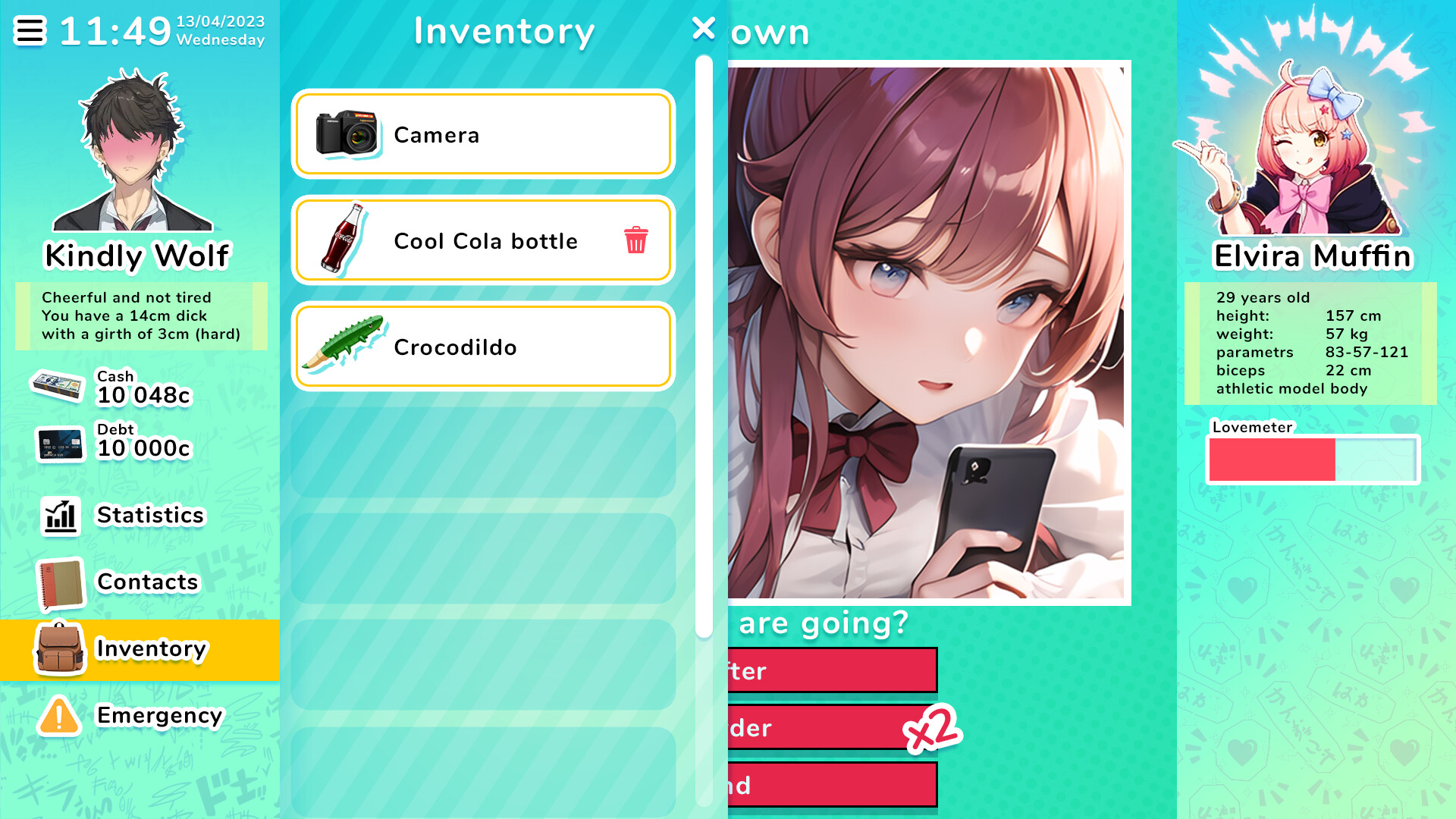 ai dating sim interface