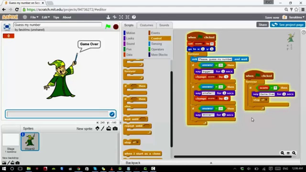 Scratch programming interface