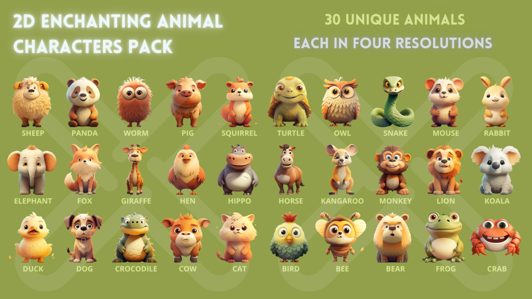 Cute animal game characters collection