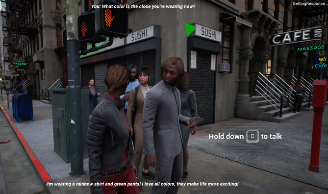 AI NPC dialogue system interface