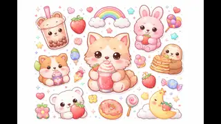 Best AI Kawaii Sticker Sheet Designs Generator: Create Stunning Kawaii Sticker Sheet Designs in Seconds example 2