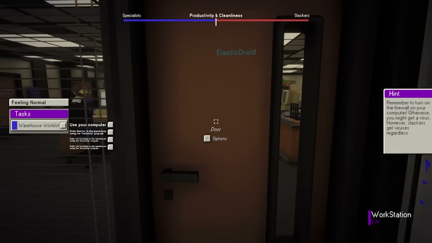 Office game interaction wheel and room options for replica gameplay mechanics
