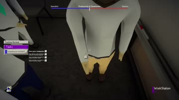 Office hallway confrontation scene from a comedic workplace game reference
