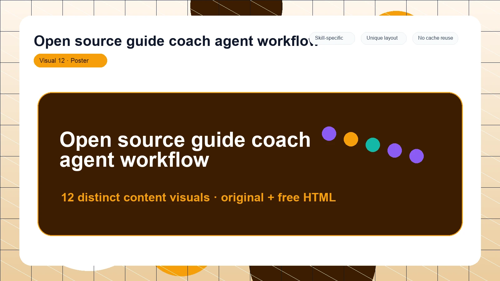 Open source guide coach agent workflow distinct visual 12