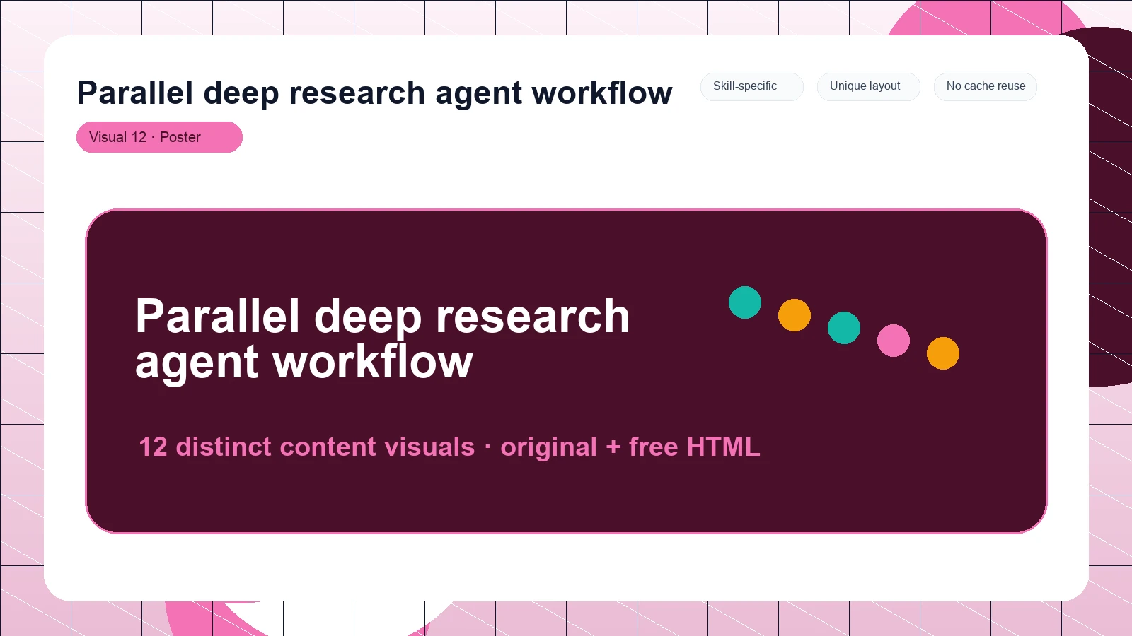 Parallel deep research agent workflow distinct visual 12