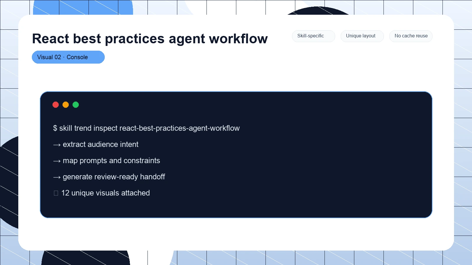 React best practices agent workflow distinct visual 2