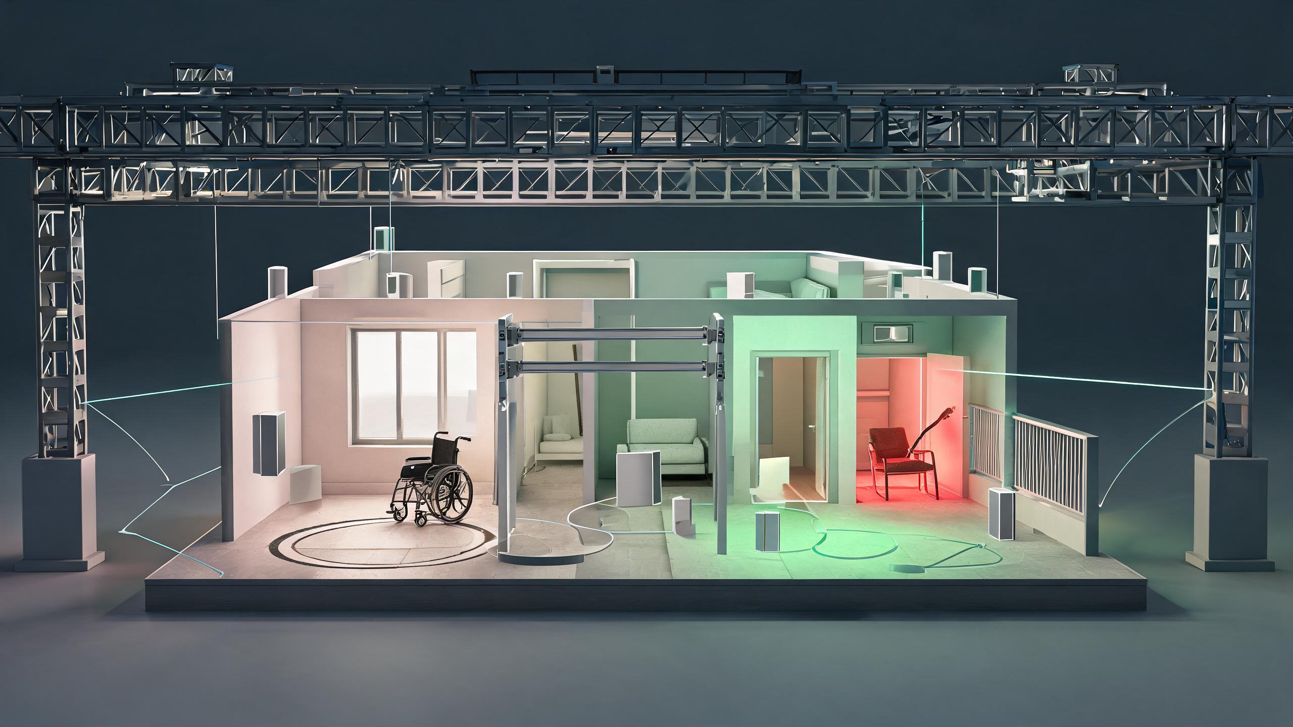 Cutaway apartment model undergoing accessibility and leasing compliance review