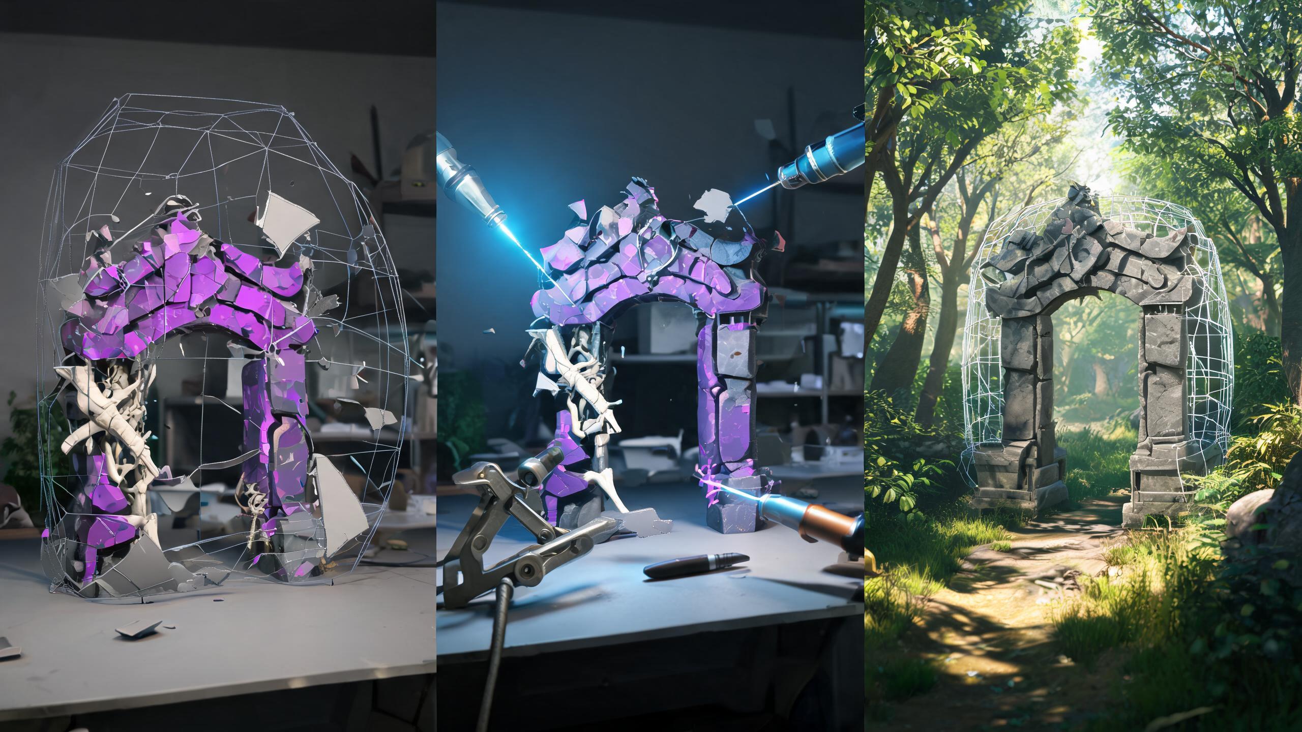 3D game asset import diagnostics showing broken and corrected geometry