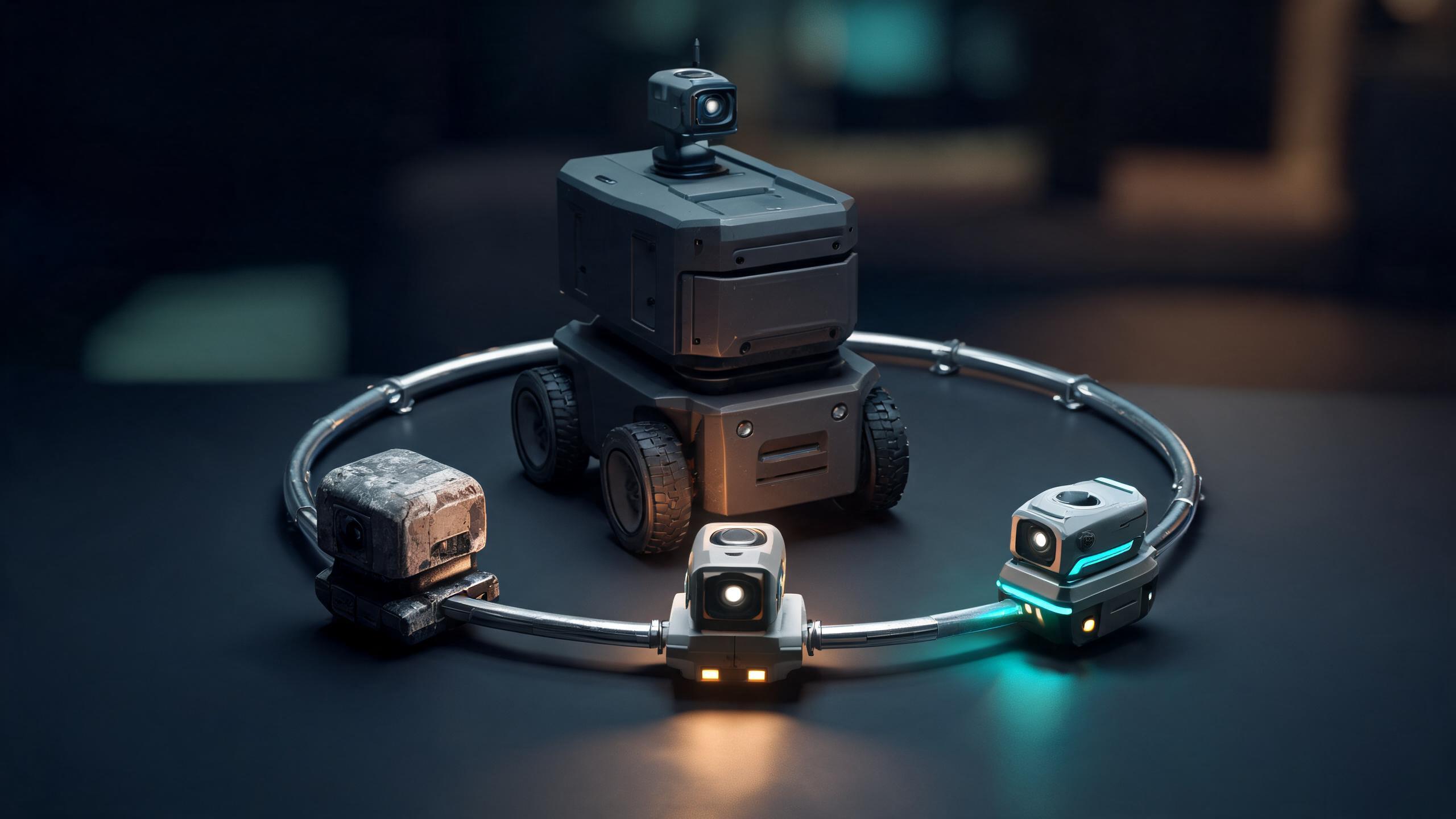 Warehouse robot asset lifecycle with worn, current, and upgraded modules