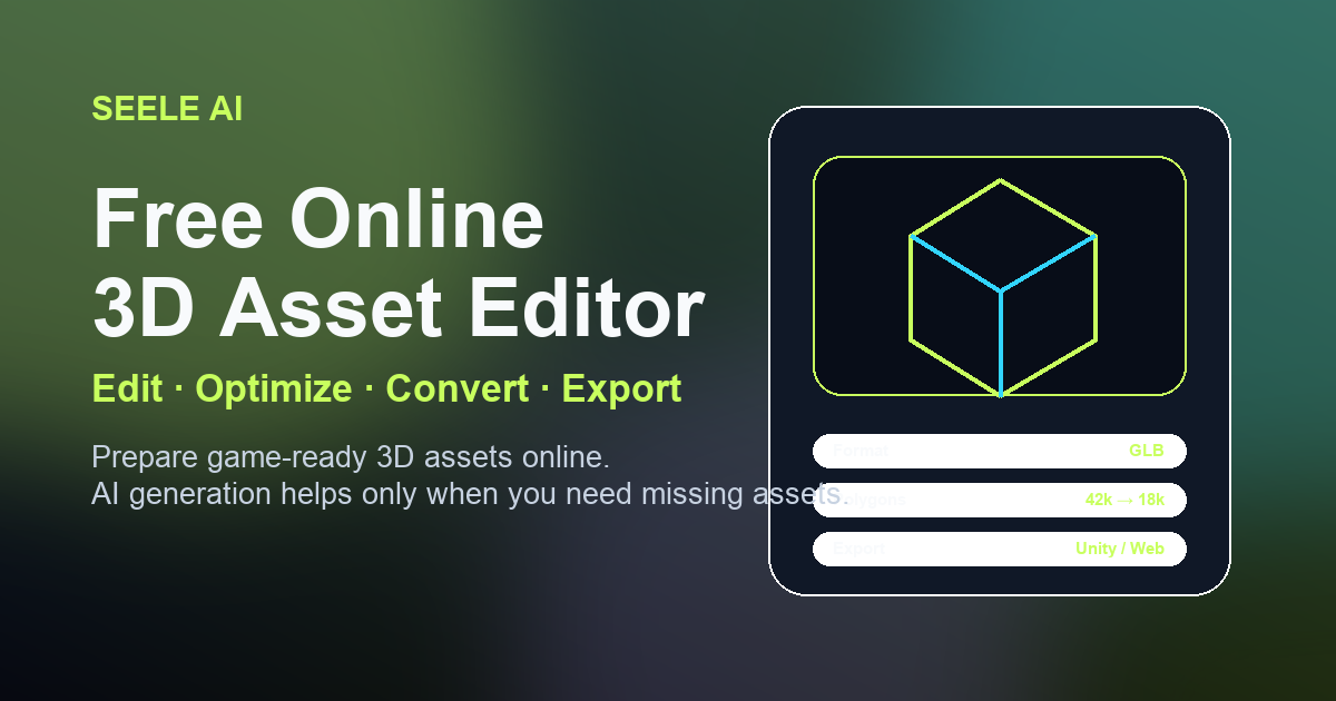 Free Online 3D Asset Editor for Game-ready Models | SEELE AI