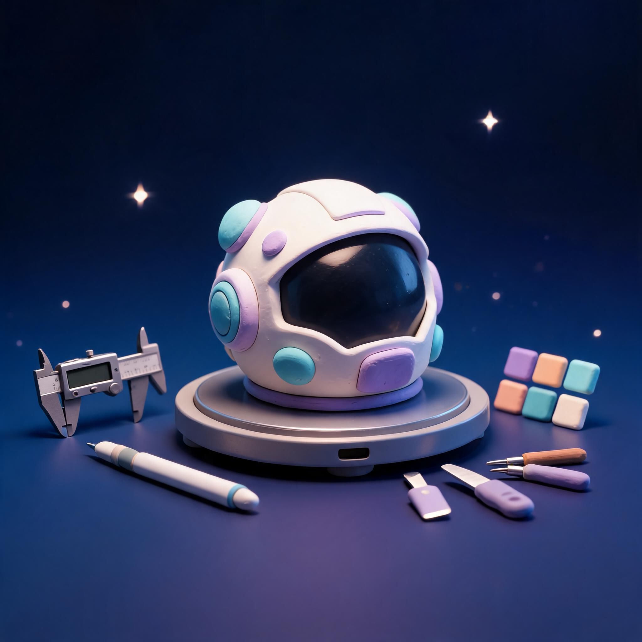 Product design 3D concept preview with a hard-surface helmet, detailed parts, and material rendering